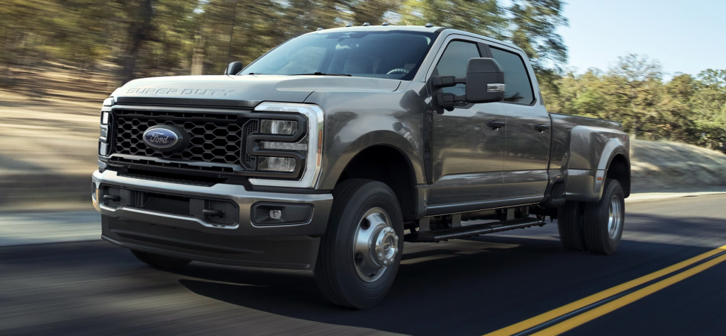 Gray 2026 Ford F-350 driving on the road