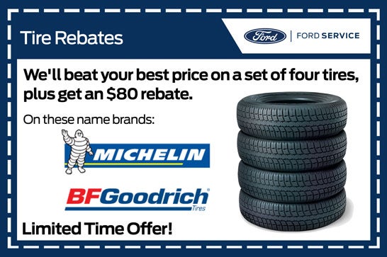 We'll beat your best price on a set of four tires, plus get an $80 rebate.